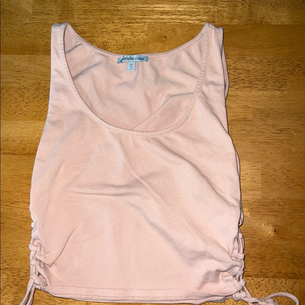 Charlotte Russe Tan Drawstring Side Crop Top, Sz M